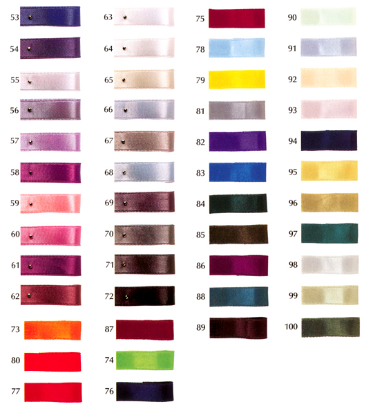 サテンリボン１００色の色見本一覧