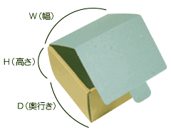 スクエアBOXのW(長辺)×D（短辺）×H（高さ）の図